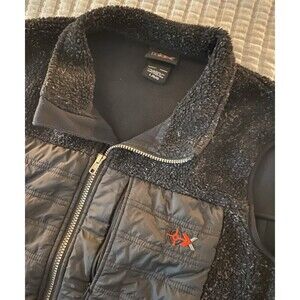 10X Men’s Fleece/Nylon Fitted Ribbed Quilted Vest Large Red Embroidered logo